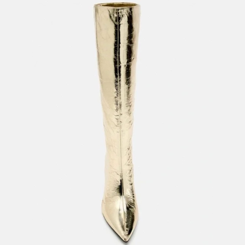 Zara METALLIC HIGH-HEEL BOOTS. Golden. Size 6. New with Tags. - Picture 4 of 7